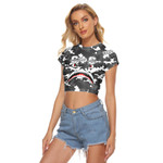Africazone Clothing - Groove Phi Groove Full Camo Shark Women's Raglan Cropped T-shirt A7 | Africazone