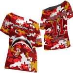 Africazone Clothing - Kappa Alpha Psi Full Camo Shark Off Shoulder T-Shirt A7 | Africazone