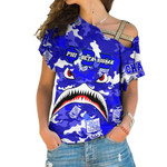 Africazone Clothing - Phi Beta Sigma Full Camo Shark One Shoulder Shirt A7 | Africazone