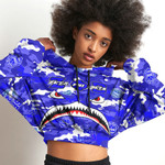 Africazone Clothing - Zeta Phi Beta Full Camo Shark Croptop Hoodie A7 | Africazone