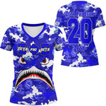 Africazone Clothing - Zeta Phi Beta Full Camo Shark Rugby V-neck T-shirt A7 | Africazone