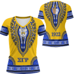 Africa Zone Clothing - Sigma Gamma Rho Dashiki V-neck T-shirt A31