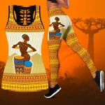 African Girl Plays Drum Combo Legging + Tank Top NTN26042102