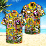 Sunflower Skull Hippie Hawaiian Shirt | For Men & Women | Adult | HW4703