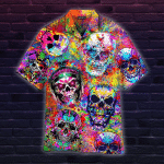 Crazy Colorful Skull Art Hawaiian Shirt | For Men & Women | Adult | HW4826