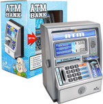 Talking Atm Machine Savings Piggy Bank With Digital Screen, Electronic Calculator That Counts Real Money, And Safe Box For , Silver