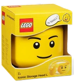 Lego Storage Head, Large, Boy, Girl  9-1/2 X 9-1/2 X 10-3/4 Inches, Yellow