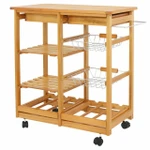 Portable Wood Top Rolling Kitchen Island Cart With Wheels