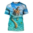Cat and Tiger Friends Zip Hoodie Crewneck Sweatshirt T-Shirt 3D All Over Print For Men And Women
