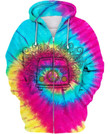 Hippie Colorful Zip Hoodie Crewneck Sweatshirt T-Shirt 3D All Over Print For Men And Women