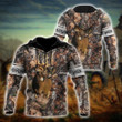 Camouaflage Deer Hunter Awesome Zip Hoodie Crewneck Sweatshirt T-Shirt 3D All Over Print For Men And Women