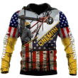Lineman American Flag Patriotic Zip Hoodie Crewneck Sweatshirt T-Shirt 3D All Over Print For Men And Women