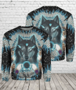 Aborigine Style Black Wolf In Galaxy Zip Hoodie Crewneck Sweatshirt T-Shirt 3D All Over Print For Men And Women