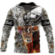 Cow Camouflage Zip Hoodie Crewneck Sweatshirt T-Shirt 3D All Over Print For Men And Women