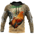 Rooster Camo Zip Hoodie Crewneck Sweatshirt T-Shirt 3D All Over Print For Men And Women