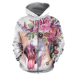 Funny Floral Horse Zip Hoodie Crewneck Sweatshirt T-Shirt 3D All Over Print For Men And Women
