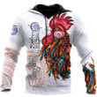 Rooster King Zip Hoodie Crewneck Sweatshirt T-Shirt 3D All Over Print For Men And Women