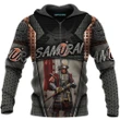 Warrior Samurai Zip Hoodie Crewneck Sweatshirt T-Shirt 3D All Over Print For Men And Women