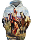 Native American Horse Zip Hoodie Crewneck Sweatshirt T-Shirt 3D All Over Print For Men And Women