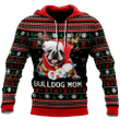 Bulldog Mom Ugly Christmas Zip Hoodie Crewneck Sweatshirt T-Shirt 3D All Over Print For Men And Women