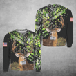 Deer Hunting Green Flag Zip Hoodie Crewneck Sweatshirt T-Shirt 3D All Over Print For Men And Women