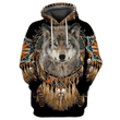 Native Dreamcatcher Wolf Zip Hoodie Crewneck Sweatshirt T-Shirt 3D All Over Print For Men And Women