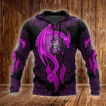 Mandala Purple Dragon Zip Hoodie Crewneck Sweatshirt T-Shirt 3D All Over Print For Men And Women