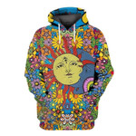 Hippie Sun & Moon Zip Hoodie Crewneck Sweatshirt T-Shirt 3D All Over Print For Men And Women