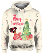 Black Kid Cute Claus Christmas Zip Hoodie Crewneck Sweatshirt T-Shirt 3D All Over Print For Men And Women