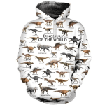 Dinosaurs Of The World Zip Hoodie Crewneck Sweatshirt T-Shirt 3D All Over Print For Men And Women