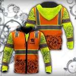 Mechanic Orange Zip Hoodie Crewneck Sweatshirt T-Shirt 3D All Over Print For Men And Women