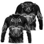 Satanic Tribal Black White Zip Hoodie Crewneck Sweatshirt T-Shirt 3D All Over Print For Men And Women