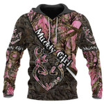 Muddy Girl Pink Zip Hoodie Crewneck Sweatshirt T-Shirt 3D All Over Print For Men And Women