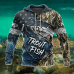Trout Fishing Zip Hoodie Crewneck Sweatshirt T-Shirt 3D All Over Print For Men And Women