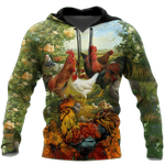 Rooster Zip Hoodie Crewneck Sweatshirt T-Shirt 3D All Over Print For Men And Women