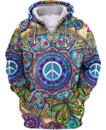 Hippie Zip Hoodie Crewneck Sweatshirt T-Shirt 3D All Over Print For Men And Women