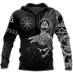 Viking Raven Zip Hoodie Crewneck Sweatshirt T-Shirt 3D All Over Print For Men And Women