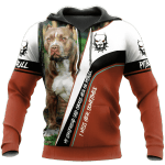 Pitbull Orange Zip Hoodie Crewneck Sweatshirt T-Shirt 3D All Over Print For Men And Women