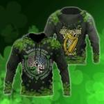 Saint Patrick's Day Irish By Blood Zip Hoodie Crewneck Sweatshirt T-Shirt 3D All Over Print For Men And Women