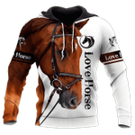 Horse White Zip Hoodie Crewneck Sweatshirt T-Shirt 3D All Over Print For Men And Women
