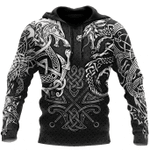 Viking Wolf And Dragon Zip Hoodie Crewneck Sweatshirt T-Shirt 3D All Over Print For Men And Women