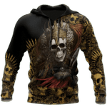 King Skull Yellow Zip Hoodie Crewneck Sweatshirt T-Shirt 3D All Over Print For Men And Women