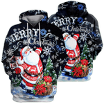Santa Merry Christmas Zip Hoodie Crewneck Sweatshirt T-Shirt 3D All Over Print For Men And Women
