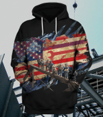Iron Flag Zip Hoodie Crewneck Sweatshirt T-Shirt 3D All Over Print For Men And Women