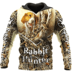 Rabbit Beagle Hunting Camouflage Zip Hoodie Crewneck Sweatshirt T-Shirt 3D All Over Print For Men And Women
