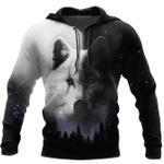 Black White Wolf Zip Hoodie Crewneck Sweatshirt T-Shirt 3D All Over Print For Men And Women
