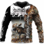 Camouflage Moose Hunting Cool Zip Hoodie Crewneck Sweatshirt T-Shirt 3D All Over Print For Men And Women