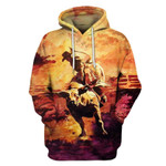 Bull Riding Zip Hoodie Crewneck Sweatshirt T-Shirt 3D All Over Print For Men And Women