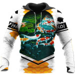 Beautiful Koi Fishing Zip Hoodie Crewneck Sweatshirt T-Shirt 3D All Over Print For Men And Women