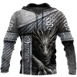 Fearful Dragon Warrior Armor Pattern Zip Hoodie Crewneck Sweatshirt T-Shirt 3D All Over Print For Men And Women